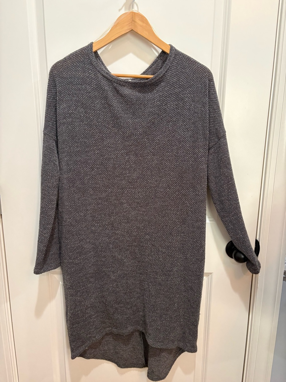 MTS grey marl textured knit tunic sweater dress
